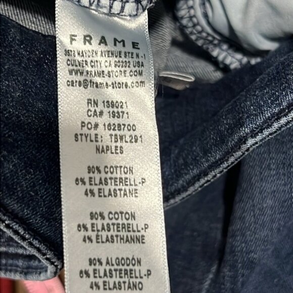 Frame Denim Jeans 27 Triple Binding Wide Leg Flare High Waist Naples Blue Double - Picture 12 of 12